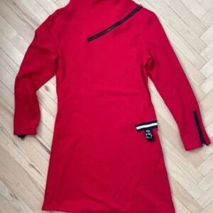 Elegant Red Long Sleeve Dress